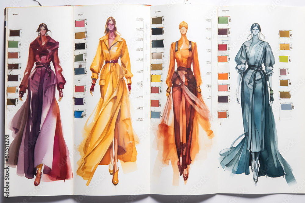 Design Evolution: Fashion Sketches in Vivid Watercolors