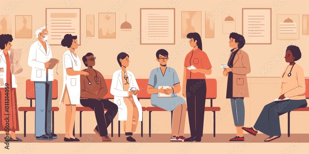 patients waiting, being evaluated, and categorized based on the severity of their condition patients waiting, being evaluated, and categorized based on the severity of their condition