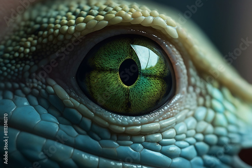 Lizard chameleon closeup eye on black background © Canvas Alchemy