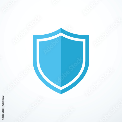 Blue shield icon. Vector illustration
