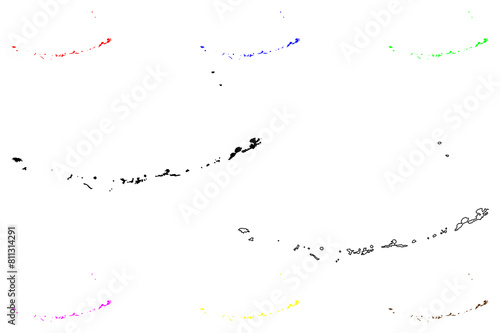 Aleutians West Census Area, Alaska (Boroughs and census areas in Alaska, United States of America,USA, U.S., US) map vector illustration, scribble sketch Aleutian, Attu, Unalaska, Pribilof Islands map