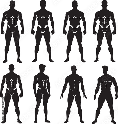 Silhouette male body with different body action