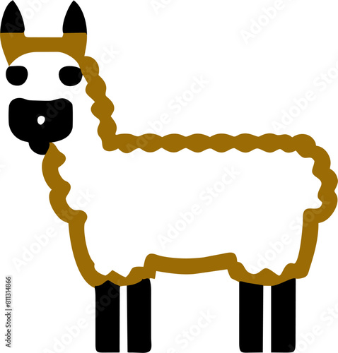 Cute Llama Multi Color Icon, Colorful Illustration