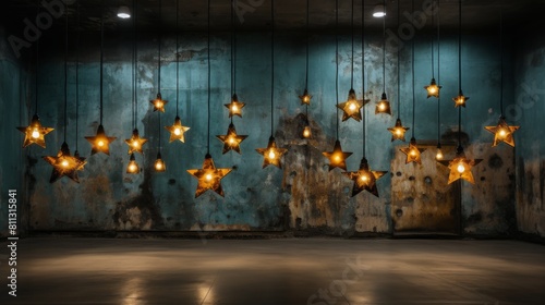 Group of Gold Stars on Stone Wall