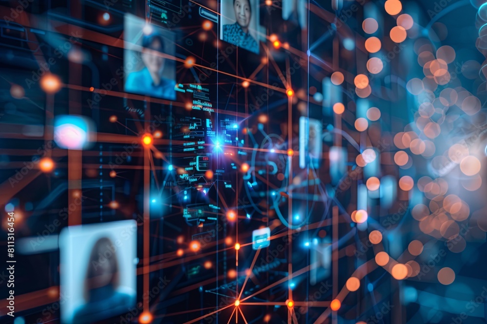 Obraz premium Experience the endless possibilities of digital communication, where boundaries dissolve and barriers to entry fade away in the vast expanse of the internet