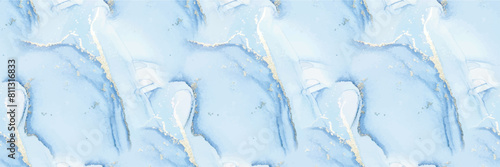 Gold Alcohol Ink Marble. Blue Vector Background. Gold Ink Paint. Sea Stone Painting. Ocean Elegant Watercolor. Shiny Copper Glitter. Foil Marble Watercolor. Watercolor Marble. Liquid Vector Ink