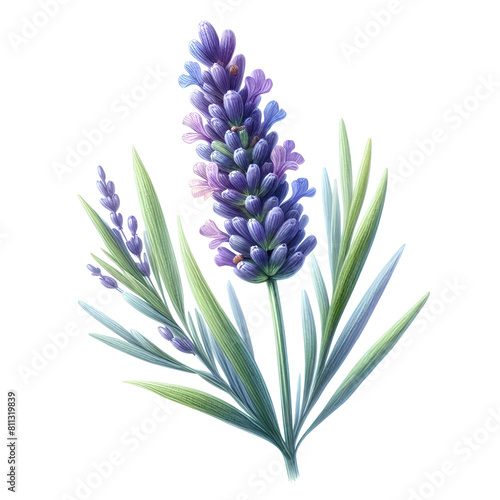 watercolor provance lavender isolate on white background