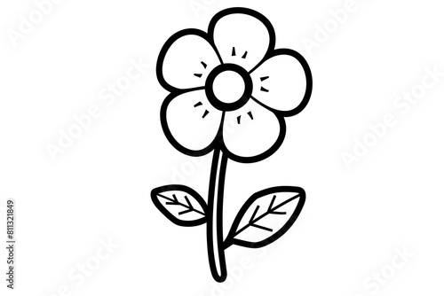 One simple flower for kids coloring page