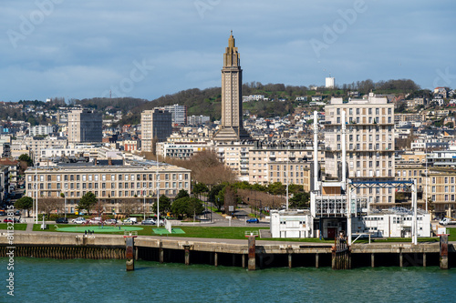 Panorama view from the sea of the City of Le Havre, France, Normandy