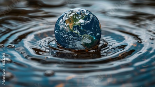 Artificial intelligence-generated drop of water shaped like the planet earth