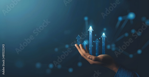 Business growth, boost up business or success concept, Business growth, investment profit increase, growing sales and revenue, progress or development concept, arrow graph future growth plan photo