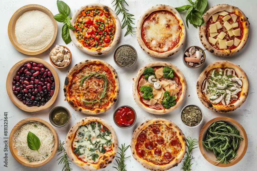 artful pizza topping arrangement with strategic ingredient placement for appealing composition food photography artful pizza topping arrangement with strategic ingredient placement for appealing composition food photography