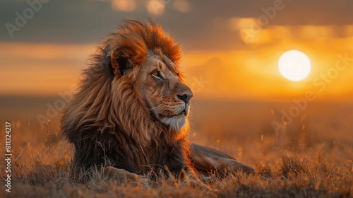 mesmerizing wildlife photography  lion closeup resting on grass in natural habitat