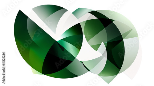 Abstract art background with green watercolor shapes elements. Set of geometric pattern element