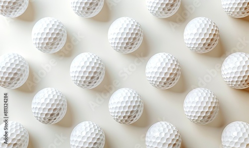 Background of white golf balls. Top view