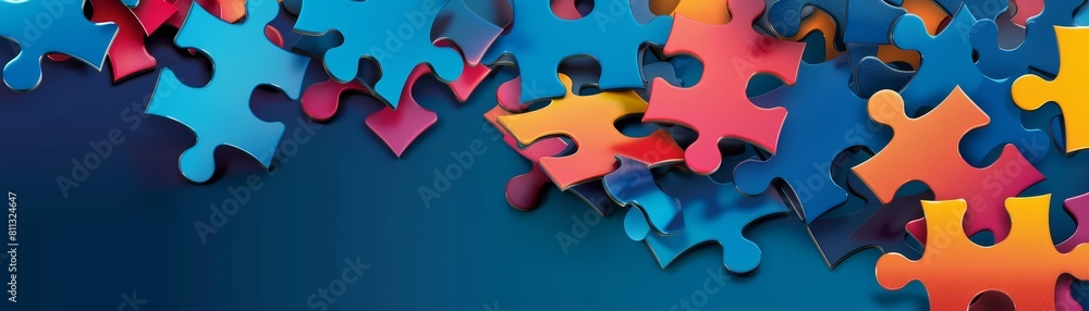 Obraz premium Design a banner with a header showcasing connecting jigsaw puzzle pieces and ample copy space