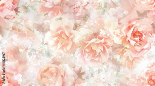 A delicate watercolor background featuring soft pink roses and subtle splashes of color, ideal for elegant designs and decor.