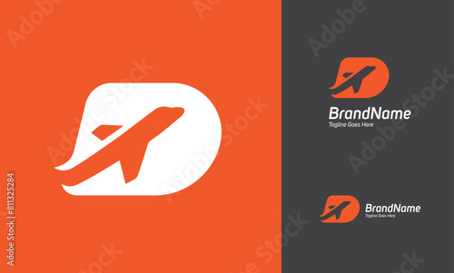 Alphabet logo using letter D and airplane icon