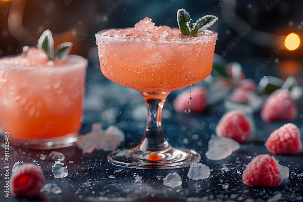 Fresh summer drinks cocktails with berries, fruits, ice and frost on glasses. Vacation open beach bar concept. Fresh summer drinks cocktails with berries, fruits, ice and frost on glasses. Vacation open beach bar concept.