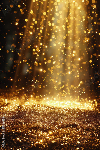 Golden Glitter Sparkle, Radiant Illumination in Dark Surroundings © M.Gierczyk