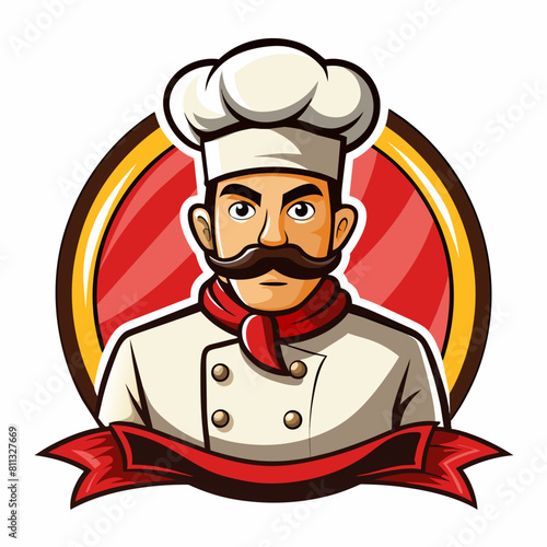 Cartoon Chef Logo Illustration  mascot chef logo  white background