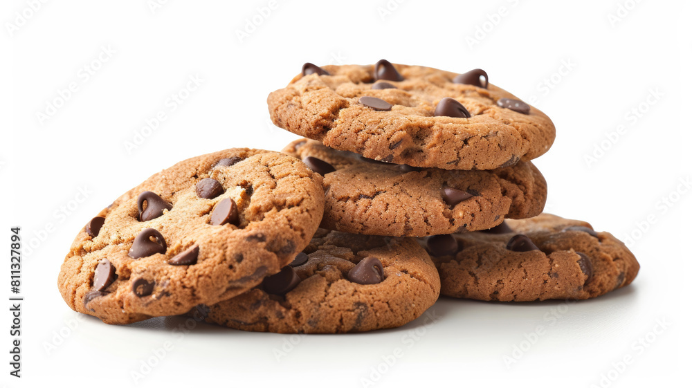Delicious Chocolate Chip Cookies Stack – Isolated on White Delicious Chocolate Chip Cookies Stack – Isolated on White