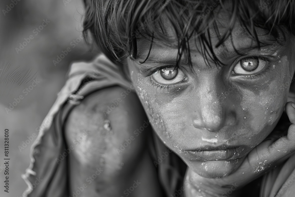 starving childs sorrowful gaze powerful portrait capturing poverty and hunger black and white photography starving childs sorrowful gaze powerful portrait capturing poverty and hunger black and white photography