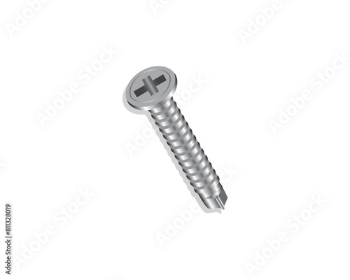 vector design of a threaded nut or bolt made of white iron or steel
