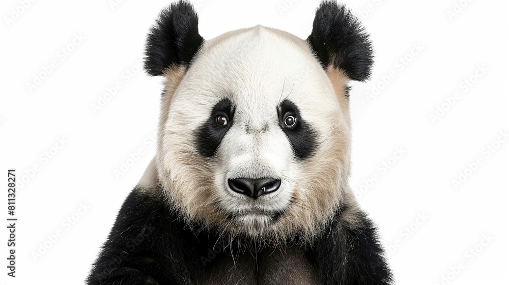 Closeup of giant panda bear isolated on white background. Generative Ai Closeup of giant panda bear isolated on white background. Generative Ai