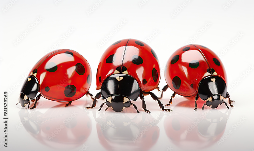 Fototapeta premium Ladybugs on a white background.
