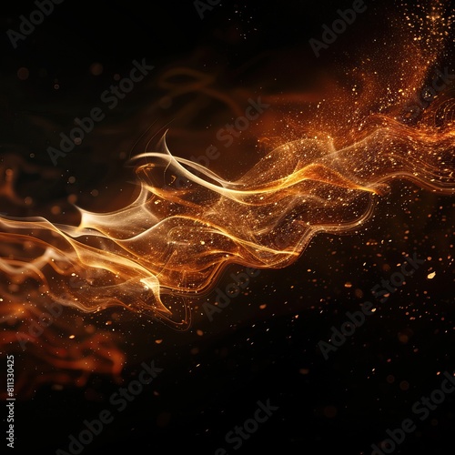 Texture of fire on a black background. High quality AI generated image