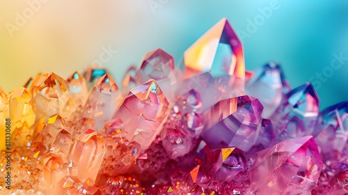 Colorful sharp crystal  gemstone or minerals isolated on background  Quartz stone from raw natural  pure shiny crystal  Essential jewelry.