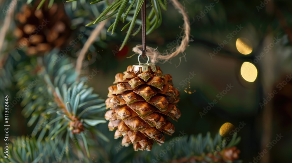 Festive ornament made from pine cone Festive ornament made from pine cone