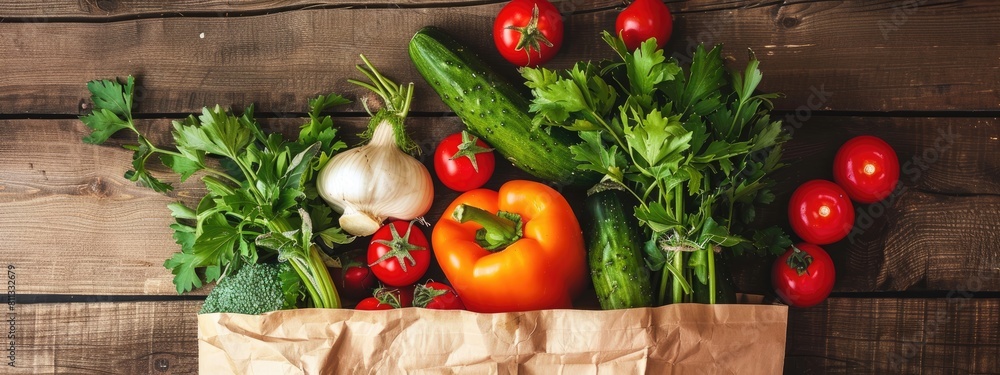 eco bag with vegetables top view on a gray background. Selective focus eco bag with vegetables top view on a gray background. Selective focus