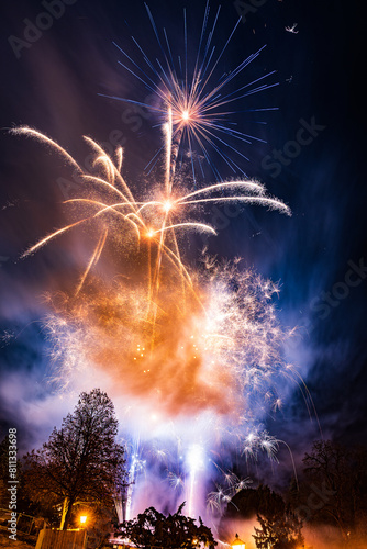 New Year s Eve Fireworks at Casino Baden in Lower Austria  Vibrant Celebration Lighting Up the Night Sky