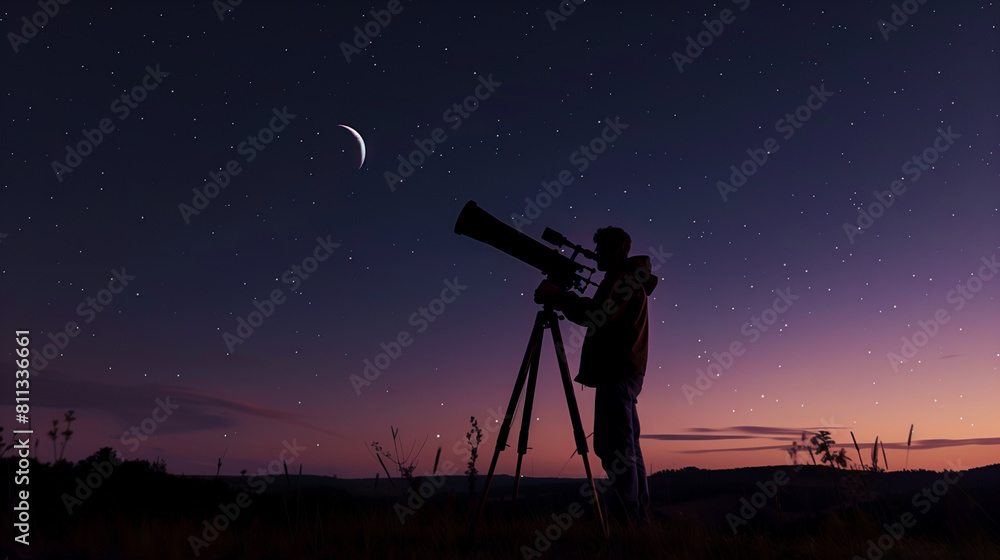 silhouette of a telescope at night silhouette of a telescope at night
