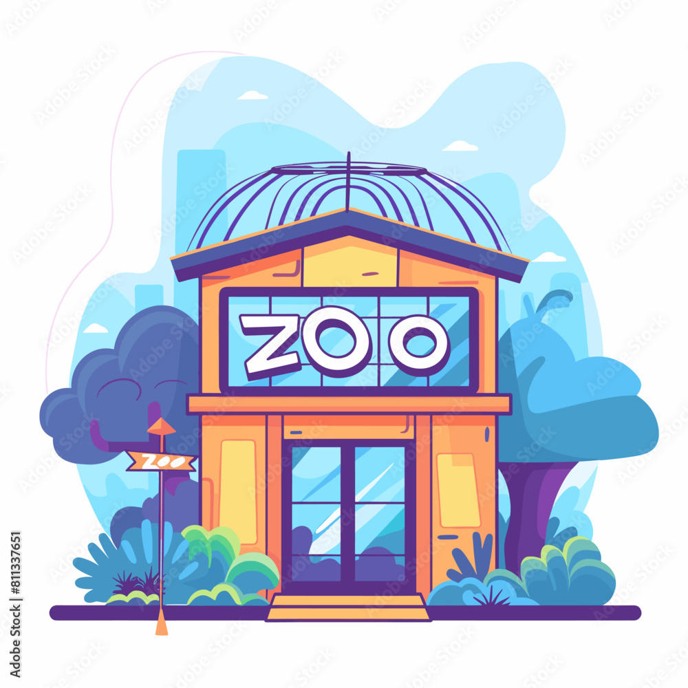 vector zoo building flat style minimalism on a white background. Generative AI