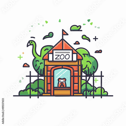 vector zoo building flat style minimalism on a white background. Generative AI