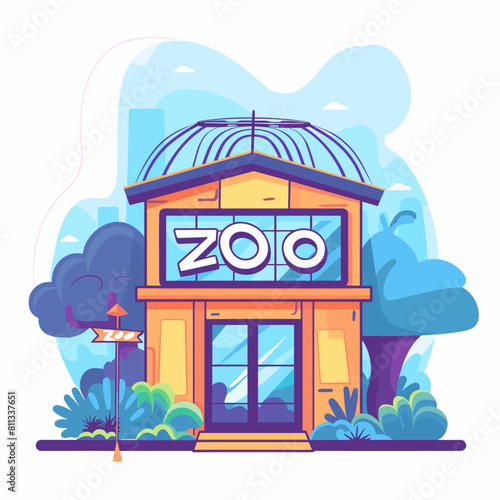 vector zoo building flat style minimalism on a white background. Generative AI