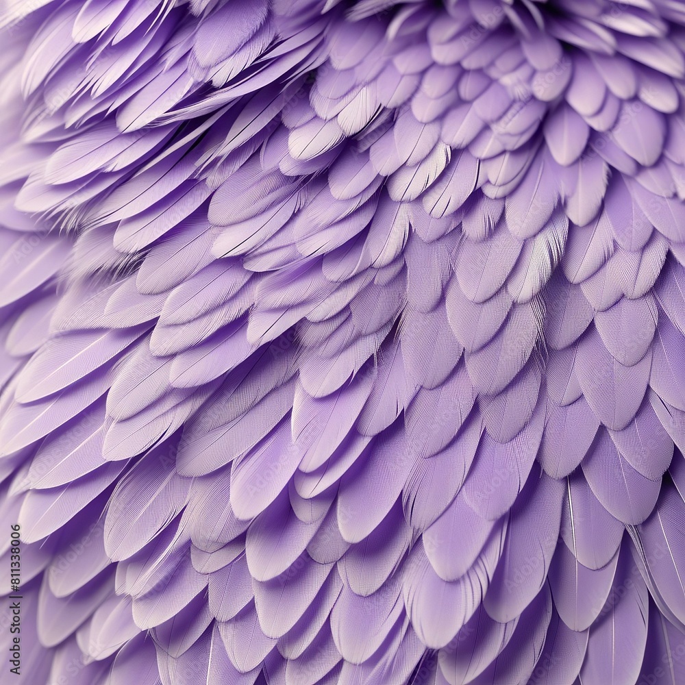 Obraz premium layered arrangement of purple feathers. concepts: backgrounds, fashion and textiles, fabric designs, scarves or clothing patterns, home decor items, makeup advertisements, beauty product packaging