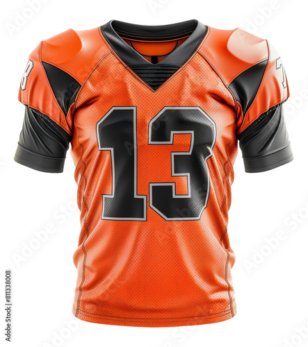 orange american football jersey template with front view, generated ai