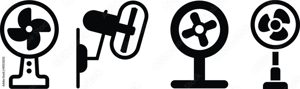 Electric Fan Icons set. Multi Series. Ceiling Fans, Propellers flat Vector . Electric Indoor Fans Symbol Pack. Air Conditioning, Cooling, Climate Control Technology. Household Appliance Isolated Electric Fan Icons set. Multi Series. Ceiling Fans, Propellers flat Vector . Electric Indoor Fans Symbol Pack. Air Conditioning, Cooling, Climate Control Technology. Household Appliance Isolated