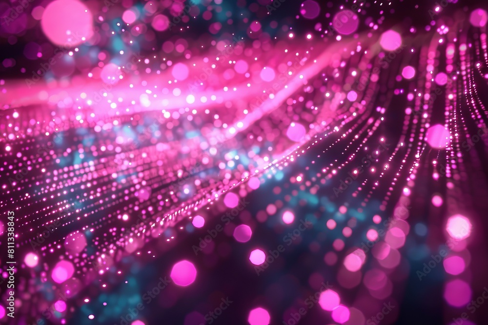 Fototapeta premium A pink and blue background with lights.