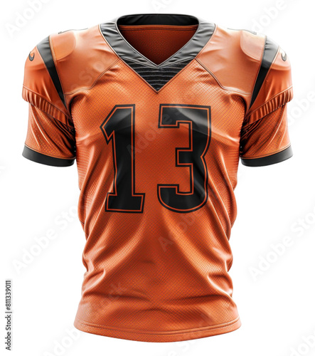 orange american football jersey template with front view, generated ai