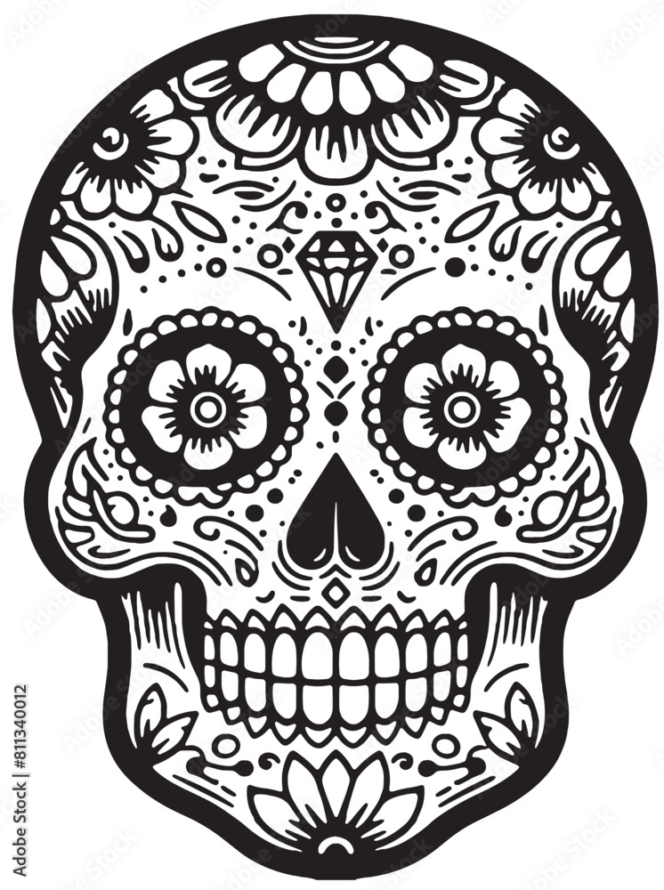 Tattoo Sugar Skull Outlines. Vector of painted flowers Decorated Skull for Day of the Dead suga skull in Svg, PNG, Clipart, illustration for Crafts, Scrapbooking, and creative projects. Tattoo Sugar Skull Outlines. Vector of painted flowers Decorated Skull for Day of the Dead suga skull in Svg, PNG, Clipart, illustration for Crafts, Scrapbooking, and creative projects.
