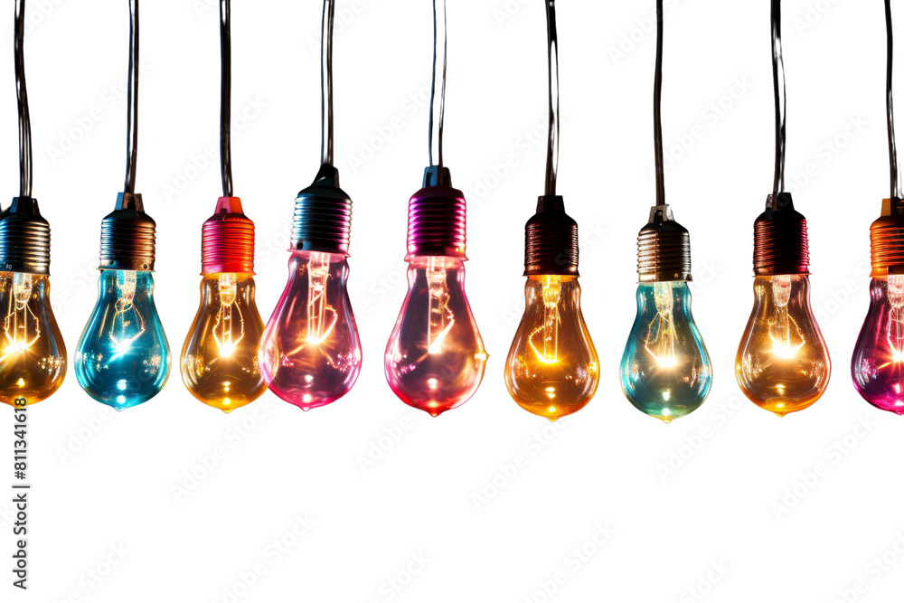 A row of colorful light bulbs hanging from a string. The bulbs are of different colors and sizes, creating a vibrant and lively atmosphere. The arrangement of the bulbs suggests a sense of creativity A row of colorful light bulbs hanging from a string. The bulbs are of different colors and sizes, creating a vibrant and lively atmosphere. The arrangement of the bulbs suggests a sense of creativity