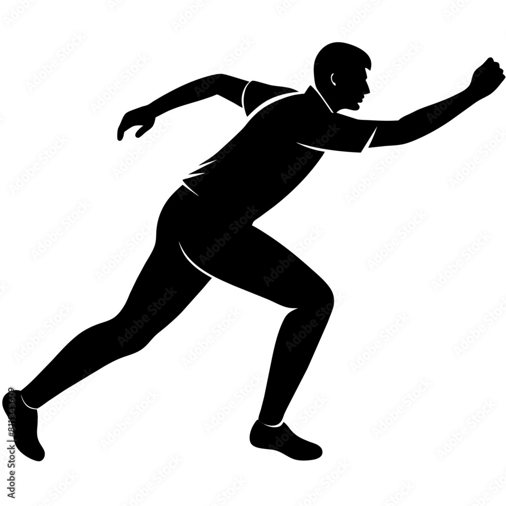 Obraz premium A cricket player pose vector silhouette, white background (24)