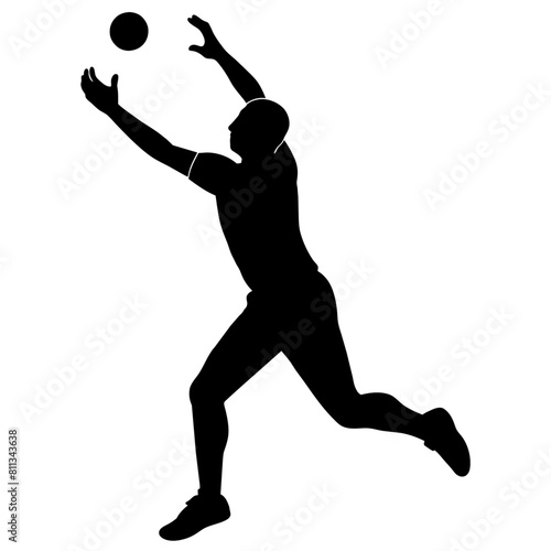 A cricket player pose vector silhouette, white background (42)