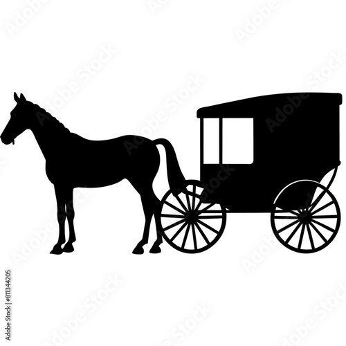 Amish buggy and horse silhouette vector vector silhouette, black color silhouette, (6)