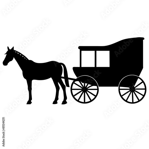 Amish buggy and horse silhouette vector vector silhouette, black color silhouette, (8)